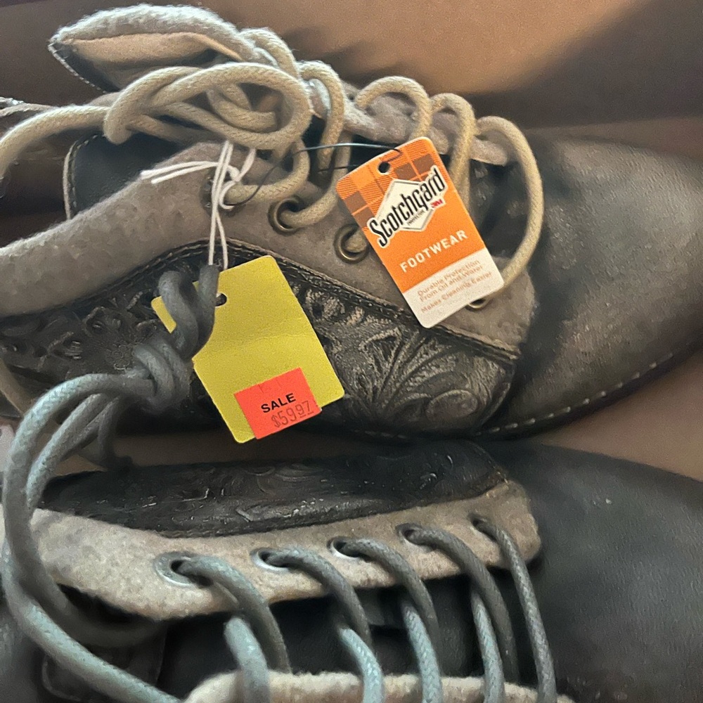 Gray Lace-Up Boots